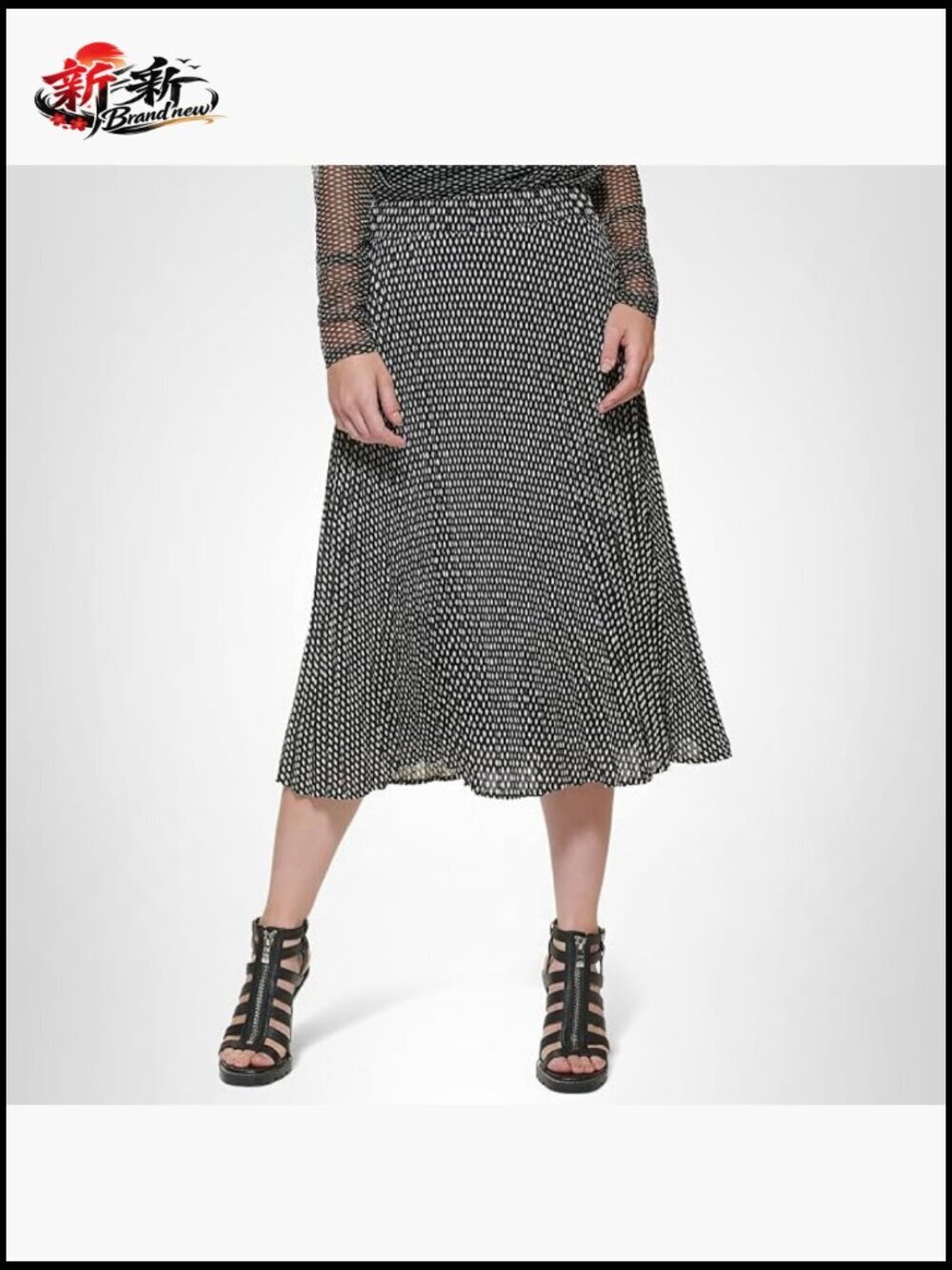 Printed Pleated Pull-On Midi Skirt with Modal Blend